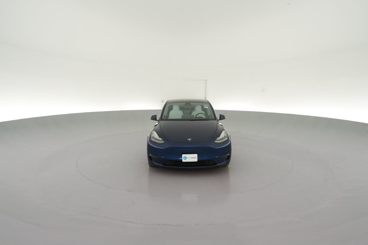 2021 Tesla Model Y Long Range All-Wheel Drive in Deep Blue Metallic — 360° view 1