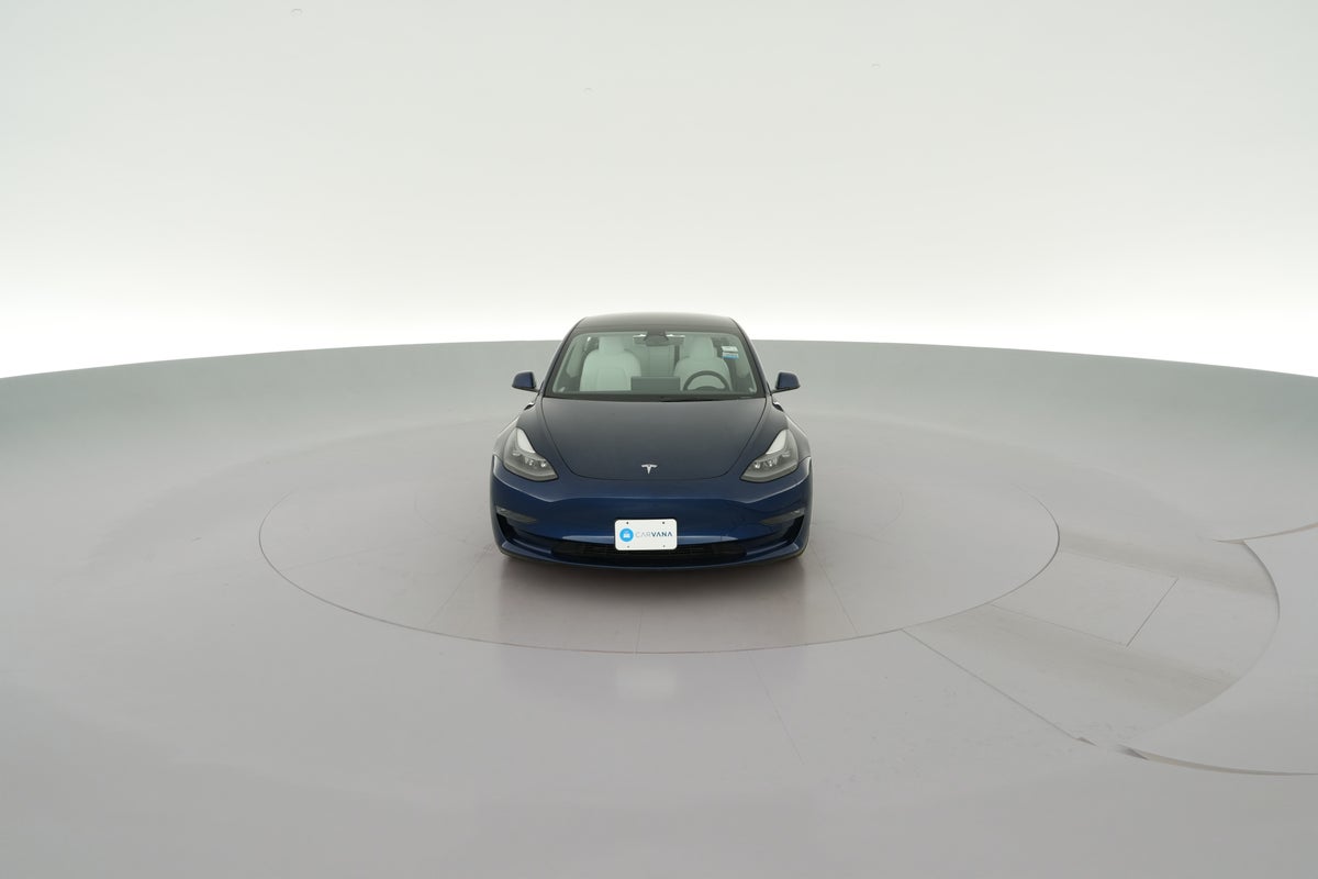 2023 Tesla Model 3 Performance in Deep Blue Metallic — 360° view 1