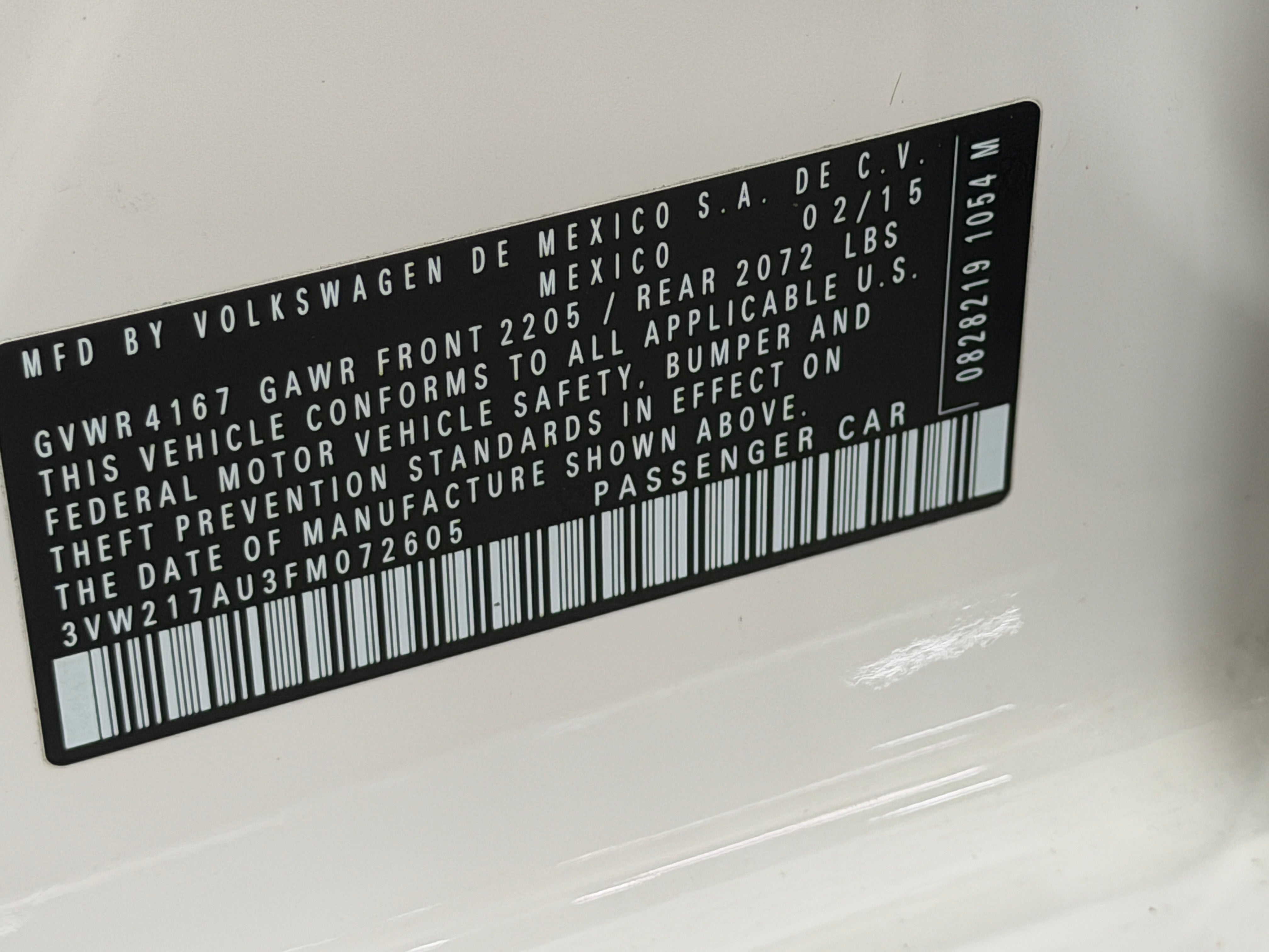 3VW217AU3FM072605